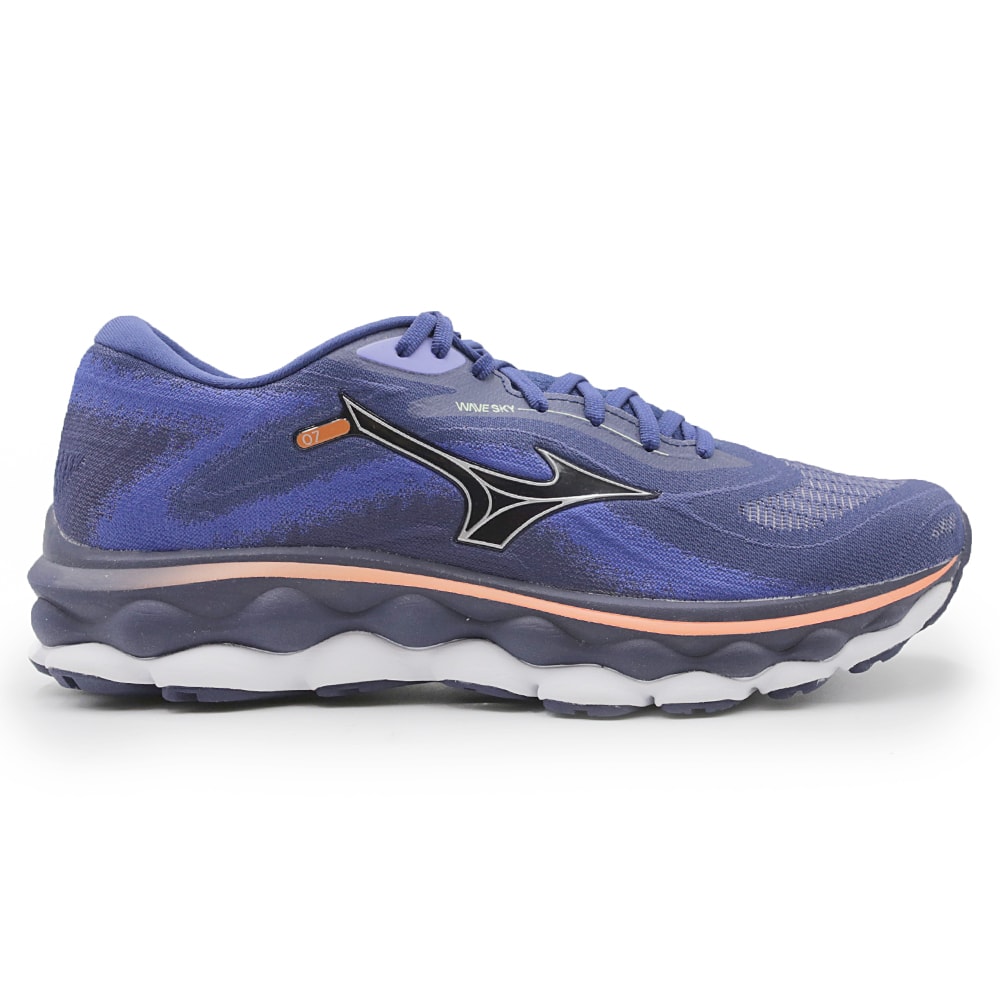 あおい Tenis Mizuno Wave Sky 7 Azul/Laranja - 265976 - Anita Shoes